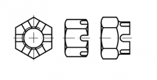 100 Stück Kronenmuttern DIN 935 Güteklasse 10 blank - M 12 SW 19